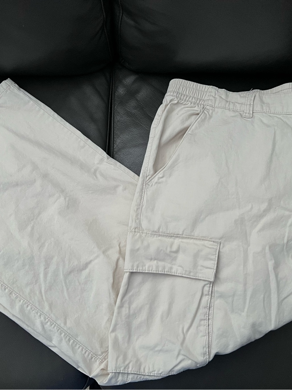 Essential H&M Women's Sz 18 Boot Cut Cargo Jumpsuit Pants - Light Cream